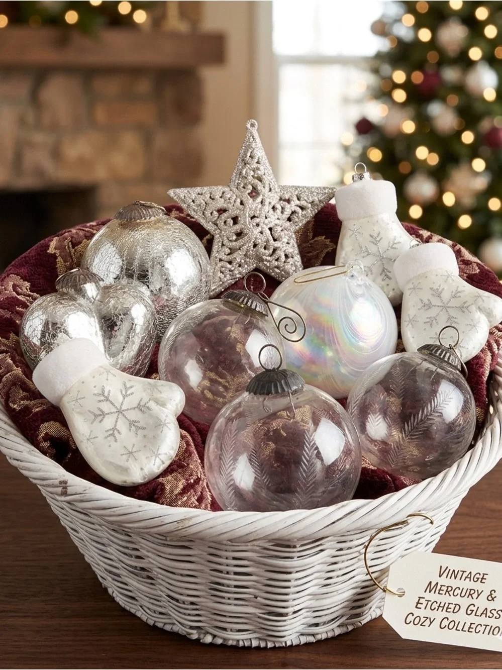 Vintage Ornament Lot of 11 Heavy Thick Kugel Style Glass & Mixed  Decor Set
